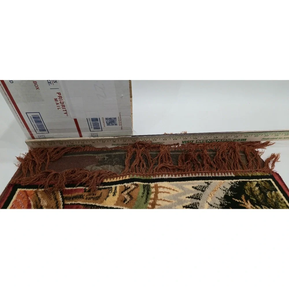 Vintage Middle Eastern Desert Marketplace Velvet Tapestry Fringed Rug 40